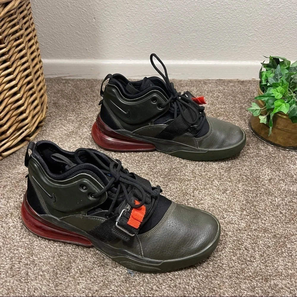 Nike Air Force 270 GS Sequoia Habanero Red black Green YOUTH Size 7Y